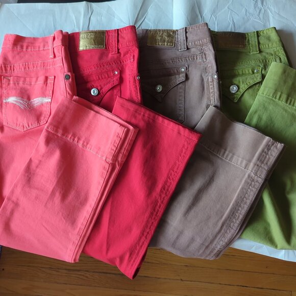 Tuzzi Italy Women's  Coral Orange Stretch Soft Denim Pants, Size US 10, F 40 - Picture 5 of 5